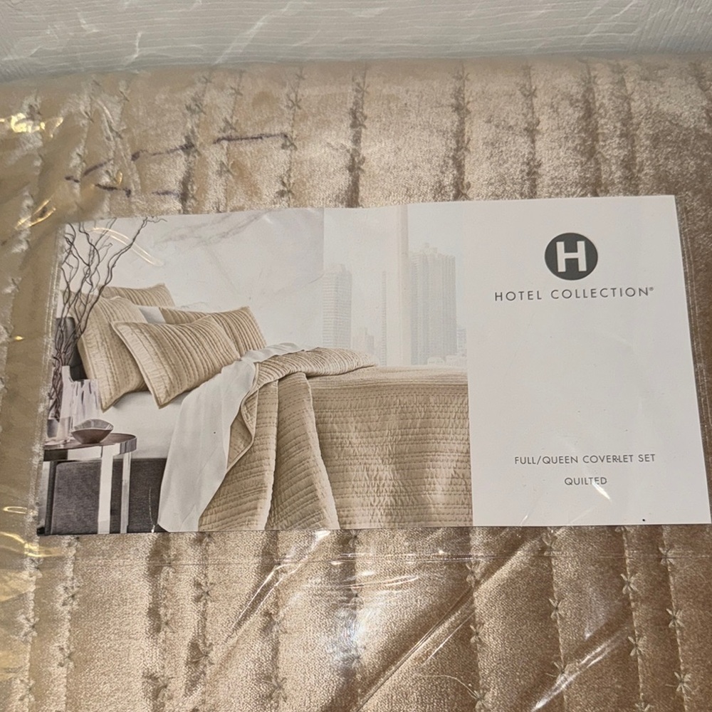 Hotel Collection Tan Quilted Bedding Set